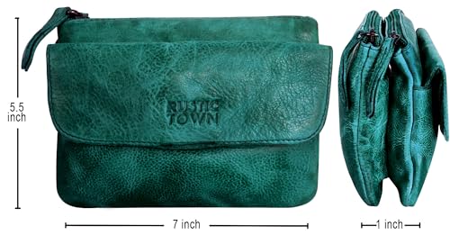 Image of RUSTIC TOWN Leather Sling Bag for Women - Washed Leather Crossbody Bag Wristlet Clutch, Vintage Travel Shoulder Purse Handbags for Ladies