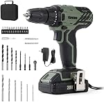 Krebs 20V Cordless Drill Set Portable Electric Power Drill Kit Batteries Fast Charger Driver Tool Kit 3/8 Inch Keyless Chuck 2 Adjustable Speed 18+1 Torque for Home and Bicycle Repair, DIY Project. | 32 Nm Power Drill Kit with 1 Batteries & Fast Char