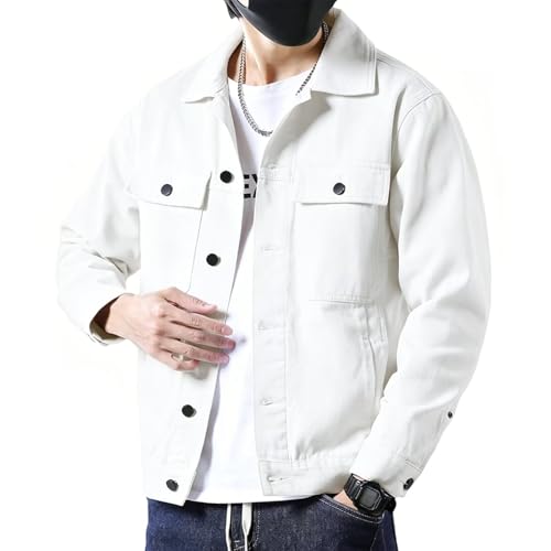 Image of SANGTREE Men's Trucker Jacket Lightweight Jacket Cotton Casual Outerwear With Pockets