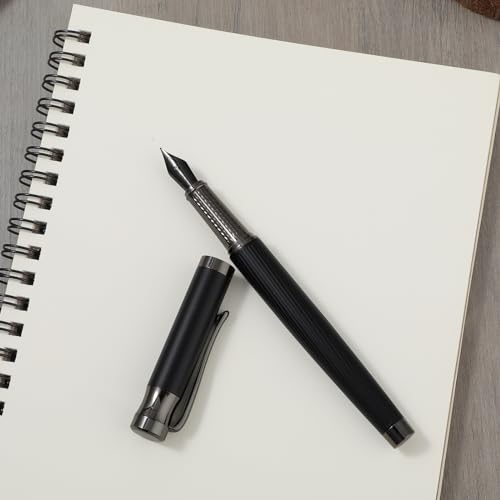 Amaxiu Conjunto de canetas-tinteiro de luxo, caneta-tinteiro de metal de ponta fina de 0,5 mm com co