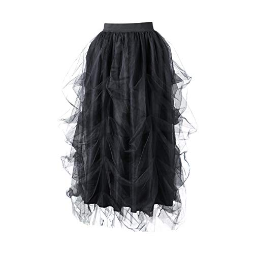 Women Long Tulle Tutu Skirt Layered A-Line Puff Mesh Skirt Split Skirt for Wedding Party Ruffle Princess Skirt3