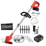 Cortacésped para Césped Asa Ajustable, Portátil Desbrozadoras Profesionales, Equipado con 13000mA Batería Recargable y Cargador, para Césped, poda de...