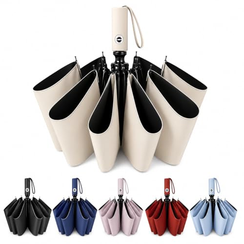 Image of ๐๐ฎ๐ป๐๐ฒ๐ฟ๐ฎ Compact Automatic Folding Umbrella - Windproof, UV Protection, ๐ญ๐ฎ ๐ฅ๐ถ๐ฏ๐ Lightweight Portable Travel Portable Umbrella for Men & Women Use in Sun & ๐ฅ๐ฎ๐ถ๐ป (Light-Green)