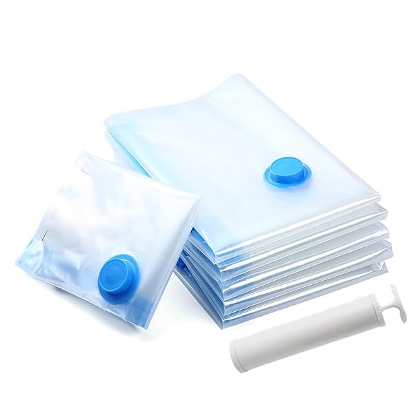 Plobeca 6 Pack Vacuum Storage Bags with Hand Pump Travel Space Saver Bags Vacuum Seal Compression Bag for Clothes, Pillows, Toys, Blankets and Comforters (6 Medium (20''x22'')) by Plobeca - Used condition - CA$15.97