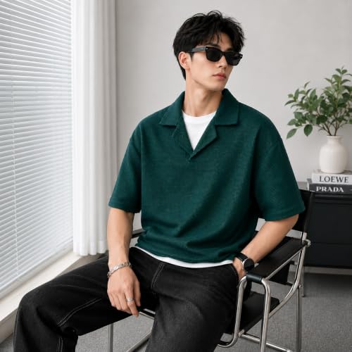 Image of Waffle (Cotton) Men t-Shirts Classic Short Sleeve Lightweight Summer Wear Casual Oversized t Shirt for Men