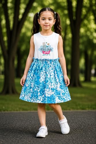 Image of EIO Girls Cotton Frock Dress Combo Pack et | Multicolor Knee Length Casual Dresses for Kids | Soft & Breathable Summer Wear Outfit Frock Set