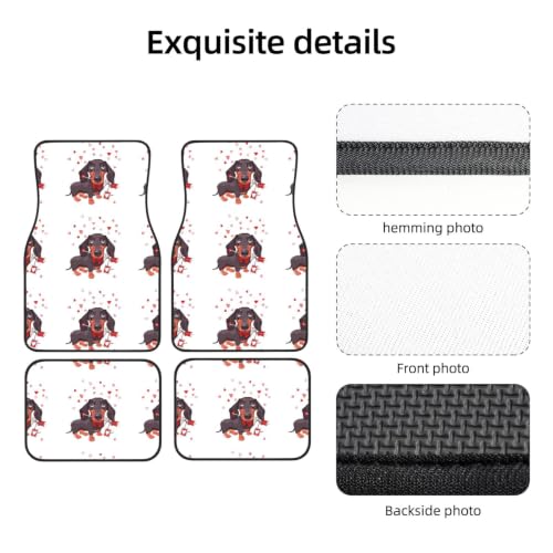 Alfombrillas de neopreno para coche con diseño de perro salchicha juego de 4 piezas antideslizantes 3