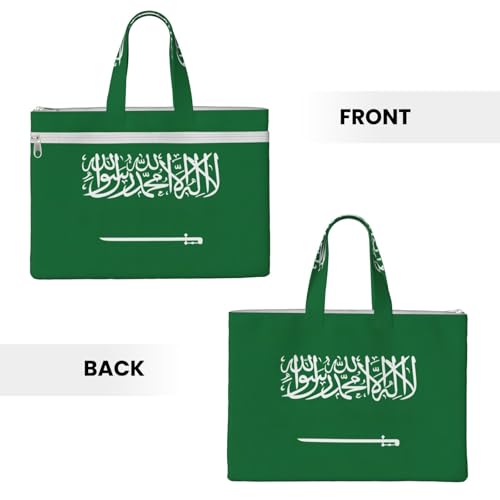 Flag Of Saudi Arabia Canvas Document Bag Briefcase For Professionals And Executives3