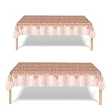 2P Rose Gold Party Plastic Table Cloth,137x274cm Shiny Glitter RoseGold Rectangular Diamond Rose Gold Party Dining Table Cover RoseGold Tablecloths for Baby Shower,Wedding,Birthday Tablecloth Décor