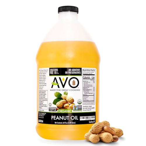 AVO Made for Great Cooking Organic Peanut Oil Half Gallon - Perfect for Cooking & Deep Frying -...
