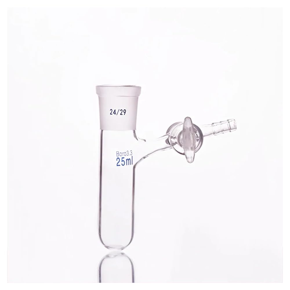 Vetreria da laboratorio Provetta di reazione in vetro borosilicato ad alto tenore di carbonio con valvola in PTFE e bocca smerigliata standard, capacità 25 ml e giunto 14/23