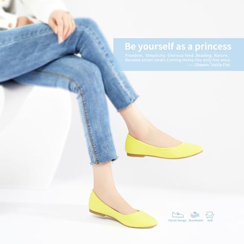 Image of Obtaom Round Toe Women Flat Shoes Slip on Girls Dress Black Ballet Flats