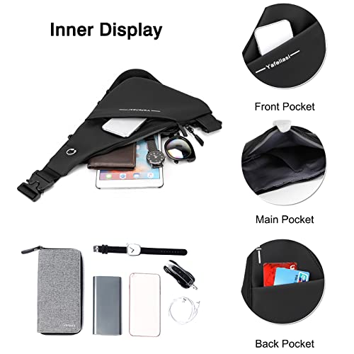 Ultra-light Sling Chest Bag One Shoulder Bag Double-sided Crossbody Backpack Men with Earphone Hole for Outdoor Travel Work Hiking Running Indoor Activities Daypacks Gray4