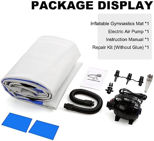 3M / 4M Inflatable Gymnastics Mat Tumbling Mat 10cm Thickness Air Floor Mat Tumble Track Gym Mat for Home Use/Training/Yoga/Water Fun/Pilates with Electric Pump