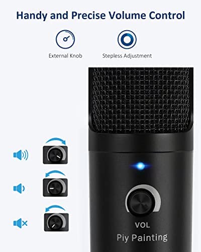 Piy Painting Usb Microphone, 192Khz/24Bit Condenser Studio Mic Recording Microphone Plug&Play Compatible With Pc Laptop Computer Microphone For Podcasting Gaming Streaming V2.4 #TOP1