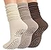 Horuru Grip Pilates Socks for Women, Yoga Slouch Socks with Grip for Barre Workout Hospital Long Scrunch Slipper Socks
