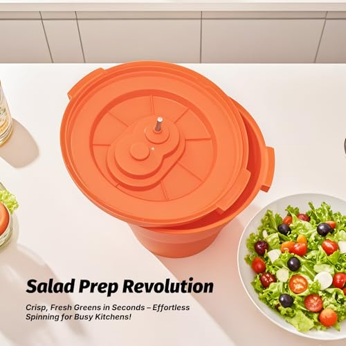 CMI 2.5 Gal/10 Qt Large Commercial Salad Spinner Jumbo Manual Lettuce Dryer-Dries up to 4 Heads of Lettuce, Orange (SP-9.5)