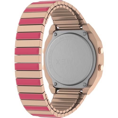 Image of TIMEX 80 Digital Watch for Women with Pink Square Dial & Rose Gold Stainless Steel Bracelet Band Water Resistant Women's Wrist Watches - TW2W41600UJ