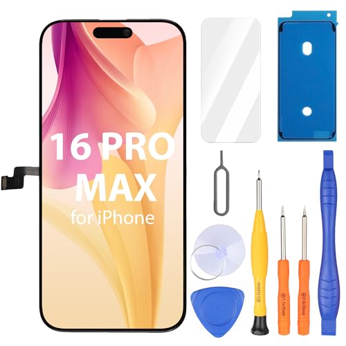 Ayake for iPhone 16 Pro Max Screen Replacement 6.9 inch FHD LCD Display and Touch Digitizer Screen True Tone Programmable Face ID Remains (for A3296 A3084 A3295 A3297)