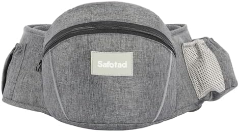 Baby Carrier with Hip Seat, Ergonomic Front Carrier for Newborns & Toddlers, Adjustable Waistband with Strong Support, Large Pocket Design, Grey