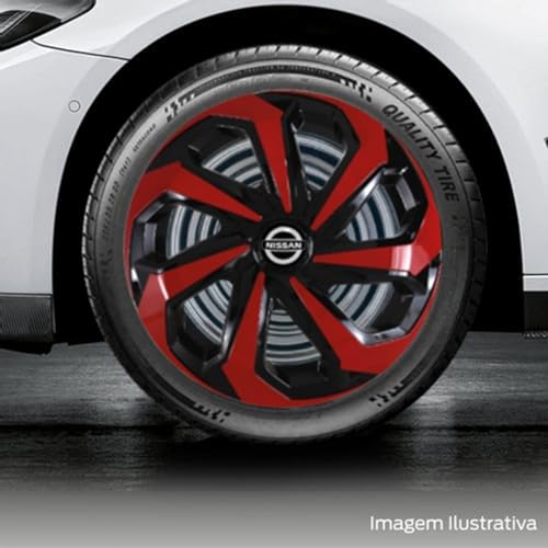 Jogo 4 Calotas Esportivas Spider Preto/Vermelho aro 14 NISS March Versa Sentra Livina