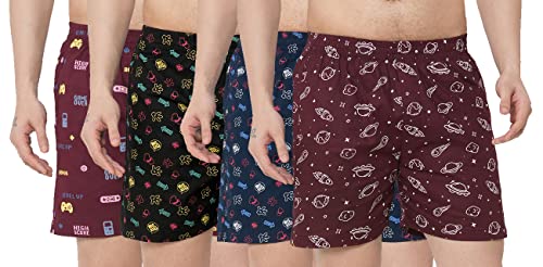 Image of GoSriKi Men's Cotton Printed Boxer Shorts (Pack of 4) (ANL-BXR-PACK-4-GS-042)