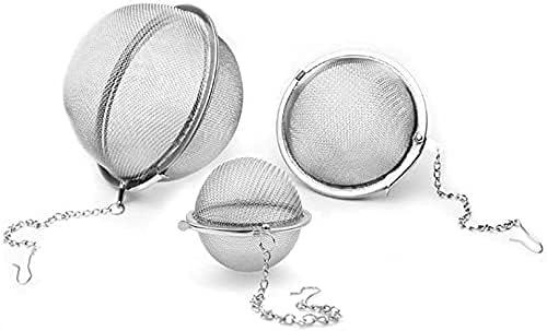 3 PCs Stainless Steel fine mesh Seasoning Ball Kitchen Soup Spice stew Filter Kitchen Tool Metal Tea Bag Tea Ball (3 PCs Round Shape)-image-46