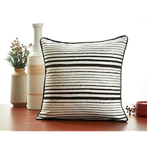 Fab Habitat Indoor/Outdoor Throw Pillow Made from Recycled Polyester Yarn - Stain Resistant, Machine Washable, Insert Included - Patio, Deck, Porch, Living Room - Munich - Black Stripe (20" x 20") Fab Habitat IndoorOutdoor Throw Pillow Made from Recycled Polyester Yarn Stain Resistant Machine Washable Insert Included Patio Deck Porch Living Room Munich Black Stripe 20 x 20