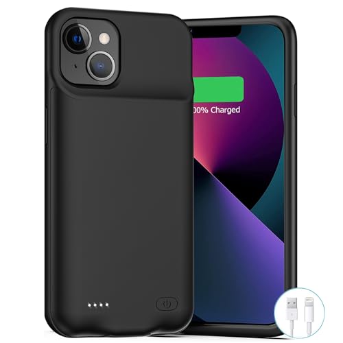Battery Case for iPhone 12 Mini /13 Mini Upgraded 6500mAh Rechargeable Portable Charging Case Compatible with iPhone 12 Mini /13 Mini (5.4 inch) Extended Battery Pack Protective Charger Case (Black)