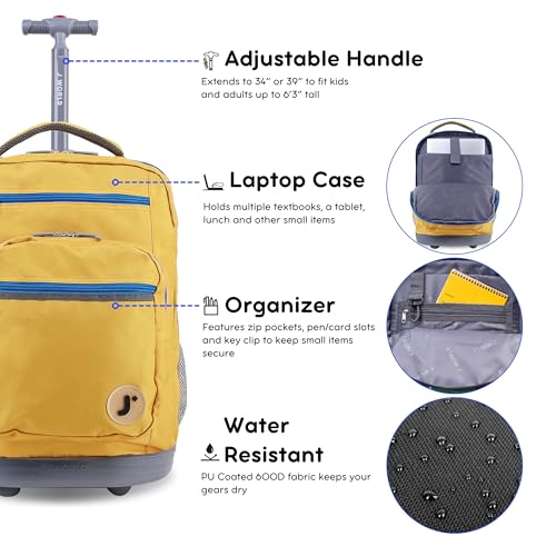 Image of J World Sundance Laptop Rolling Backpack for Girls Boys. Roller Bookbag with Wheels, 20 Inch, Kumquat