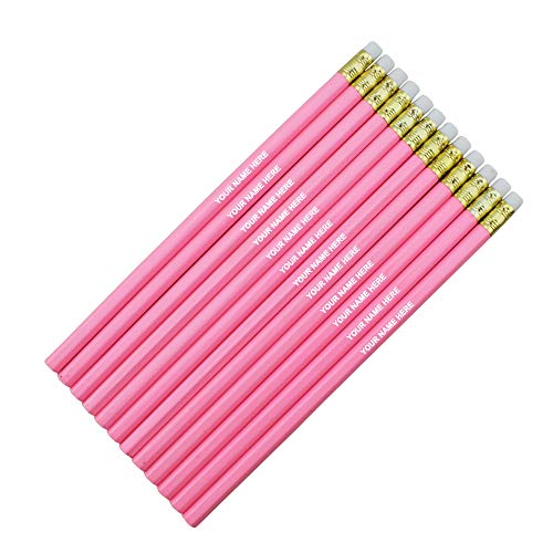 Lápices personalizados hexagonales rosa paquete 12 2HB miniatura 1
