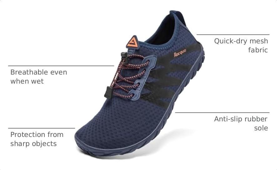 Image of Racqua Water Shoes Womens Mens Quick Dry Barefoot Shoes Swim Lightweight Surf Beach Pool Aqua Shoes