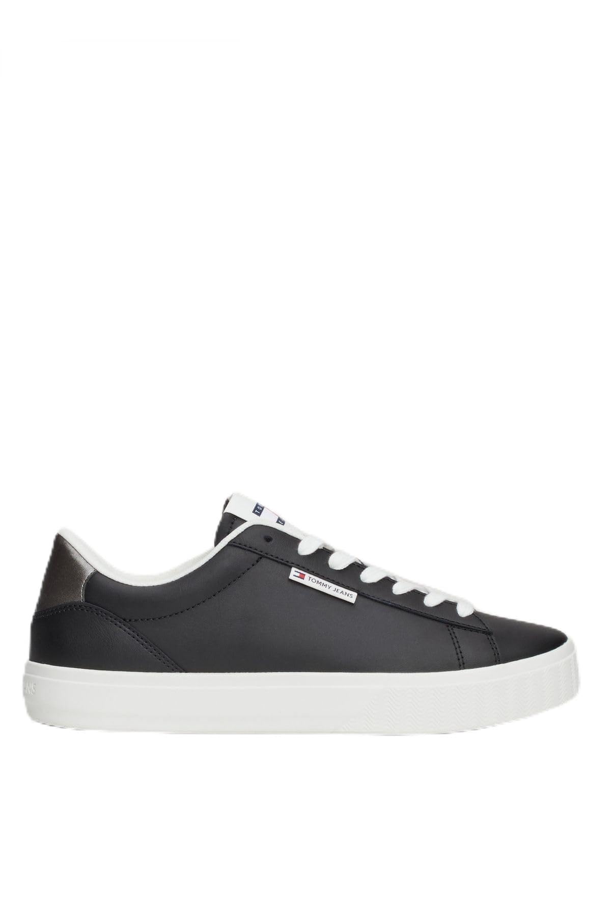 Tommy Jeans Women’s Metallic Cupsole Trainers with Logo, Black (Black), 5