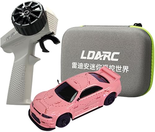 captainrc RC Cars LDARC 1/64 Mini Sports Car 2.4GHz Remote Control Full Scale RTR Kit with Portable Storage Bag,Model Car Gifts Suitable for Birthdays and Christmas(Pink)