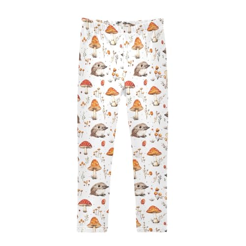 ZZKKO Girls Leggings Mushrooms and Hedgehogs Toddler Girls Clothes Toddler Comfortable Bottoms Girl Leggings 3T-10Y