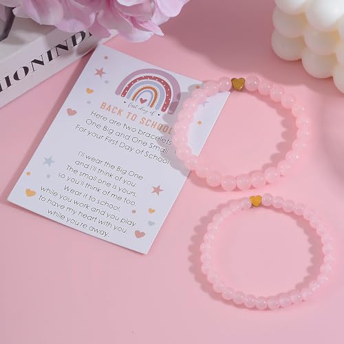 Back to School Bracelets Heart Matching Mommy and Me Elastic Wish Strings Bead Bracelets First Day of School Supplies Gifts2