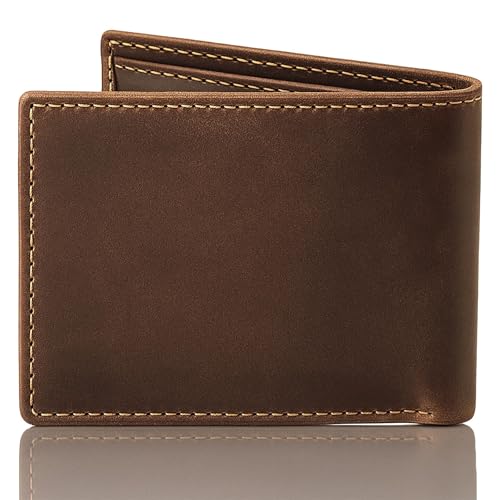 Top Grain Leather Wallet for Men,Slim Large Capacity Minimalist Wallet,EirBesr Men's Bifold Wallet with RFID Blocking - Main Image