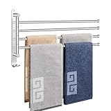 NearMoon Swivel Towel Rack, 19.5' Thicken 304 Stainless Steel 4-Arm Towel Bar, Space Saving Wall Mounted Towel Holder with Hook, Rustproof Swing Out Towel Hanger for Bathroom, Kitchen (Chrome Finish)