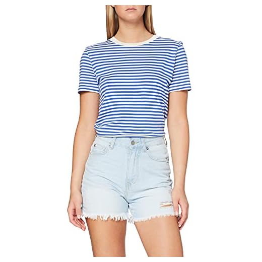 Dr denim dam Nora denim shorts, superlätta blå ribbad, 24