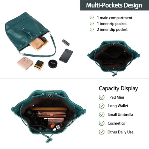 Image of AFKOMST Medium Bucket Bag for Women, Convertible Shoulder Crossbody Tote