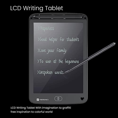 Portronics Ruffpad 12E Re-Writable LCD Writing Pad with 30.4cm (12 inch) Writing Area, India's First Notepad to Save and Share Your Child's First creatives via Ruffpad app on Your Smartphone(Black) view 2