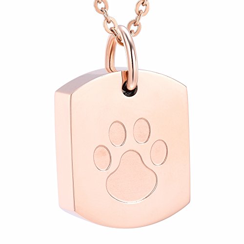 AIWENXI Paw Print Cremation Jewelry for Ashes Human Ashes Memorial Keepsake Jewelry for Pet's/cat/Dog's Ashes Urn Necklace (Rose Gold)