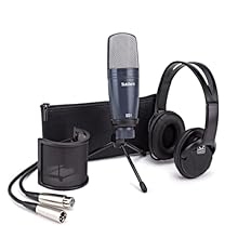 Perfect bundle for vocal recording Condenser mic captures clear, detailed sound Closed-back headphones for accurate, distraction-free monitoring Comes with stand, pop filter, clip and 3m XLR cable for quick setup