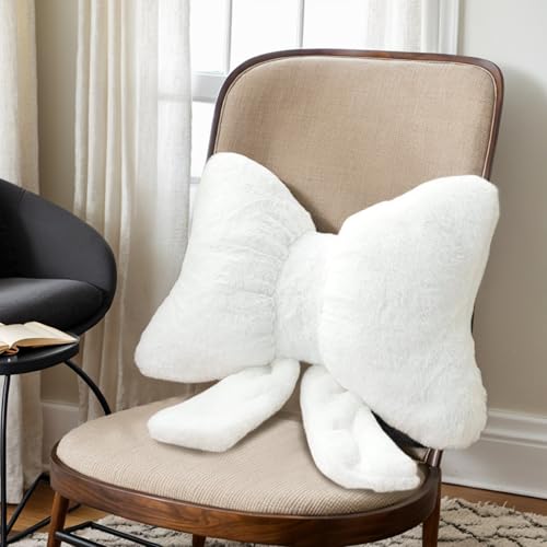 Coussin en forme de nœud en peluche blanche douce pour canapé et lit - 5