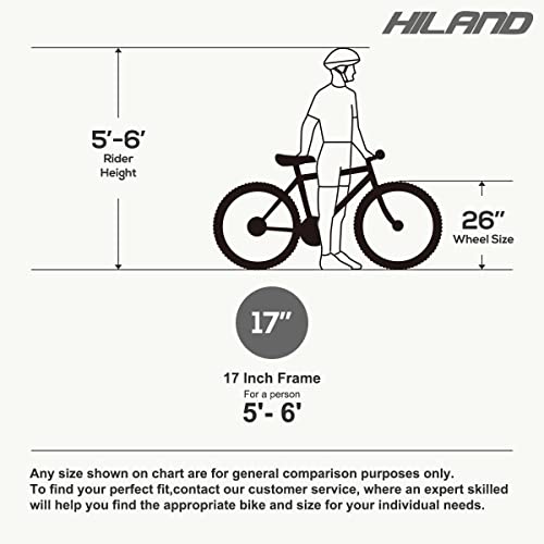 Image of HILAND Mountain Bike, 3 /6 /Multi-Spokes, 21 Speeds Drivetrain, Aluminum Frame 26 Inch Wheels, Disc-Brake Bike for Men Women Men's MTB Bicycle