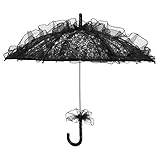 ABOOFAN Vintage Decor Wedding Lace Parasol Umbrella Vintage Lace Parasol Wedding Bridal Umbrella Photograph Parasol Black Umbrella Photo Prop for Halloween Party Decorations, Black Wedding Decor