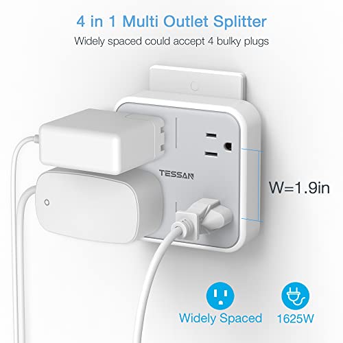 image for Multi Plug Outlet Splitter, TESSAN Widely Spaced Outlet Extender with 