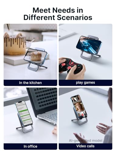 Image of Cell Phone Stand, JSAUX Foldable Aluminum Adjustable Phone Holder for Desk Portable Travel Holder Office Desk Accessories Compatible for iPhone 14 13 12 11 Pro Max X Xr Samsung S22 S21 A53 Switch Pink