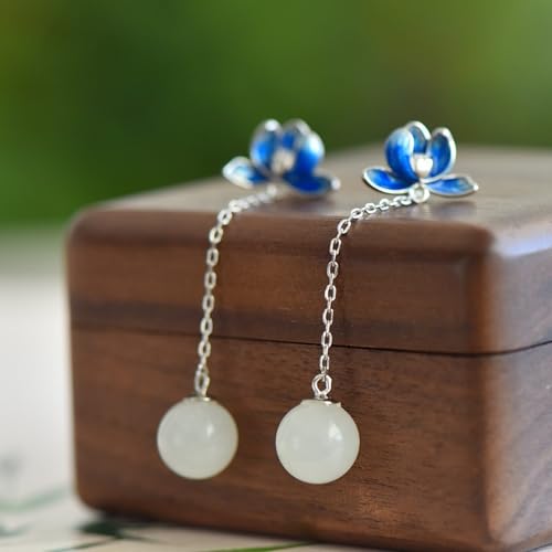 Boucles d'oreilles pendantes jade de Hetian, parfaits bijoux de soirée - 5
