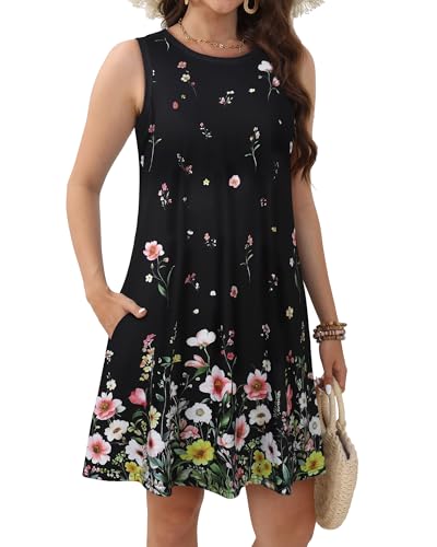 Image of JOLIGAL Womens Summer Dresses Casual Sleeveless Tshirt Sundress Beach Cover Up with Pockets Loose Tank Dress 2026